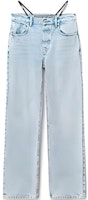 (Women) Alexander Wang SS22 Light Blue Rhinestone Logo Skinny Denim Jeans. 4DC1224067-270 (Women) Alexander Wang SS22 Light Blue Rhinestone Logo Skinny Denim Jeans. 4DC1224067-270