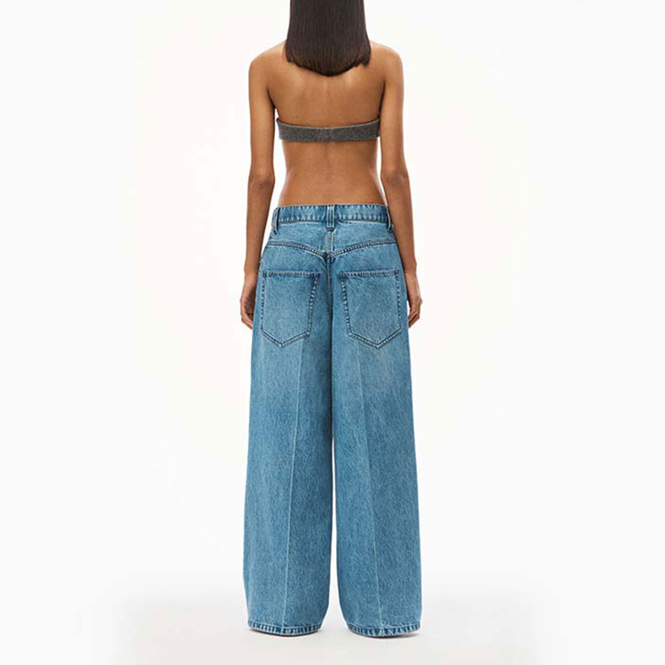 Shop (Women) Alexander Wang SS22  Loose Fit Belted Wide-Leg Jeans Blue 1WC3224490-483