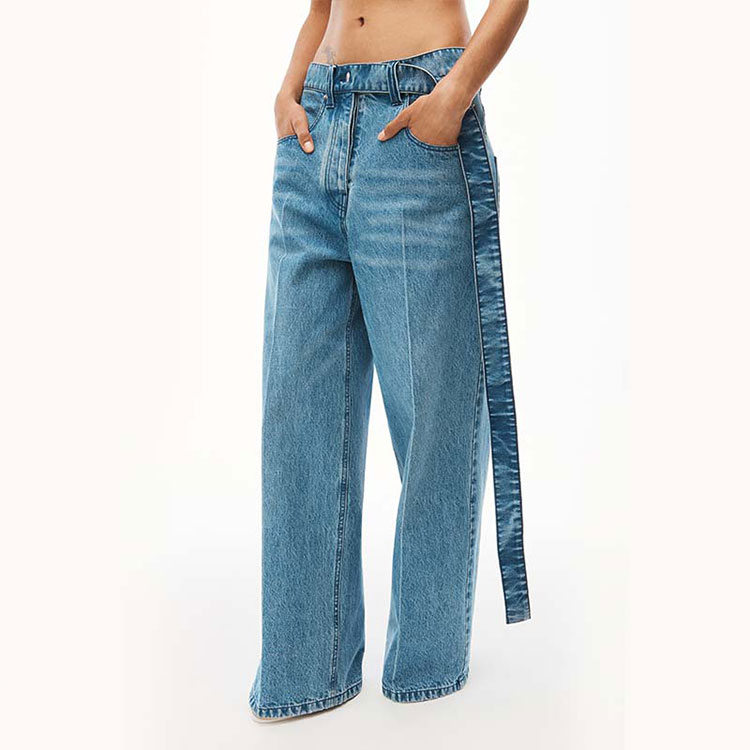 Purchase (Women) Alexander Wang SS22  Loose Fit Belted Wide-Leg Jeans Blue 1WC3224490-483