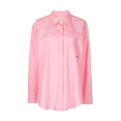 (Women) Alexander Wang SS22 Pink Solid Button-Up Long-Sleeve Shirt. 4WC2221318-958