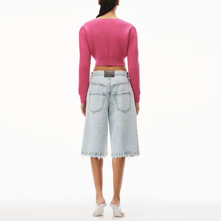 Lookbook (W) Alexander Wang SS22 粉色V領羊毛針織長袖開襟衫上衣 4KC3223011-679