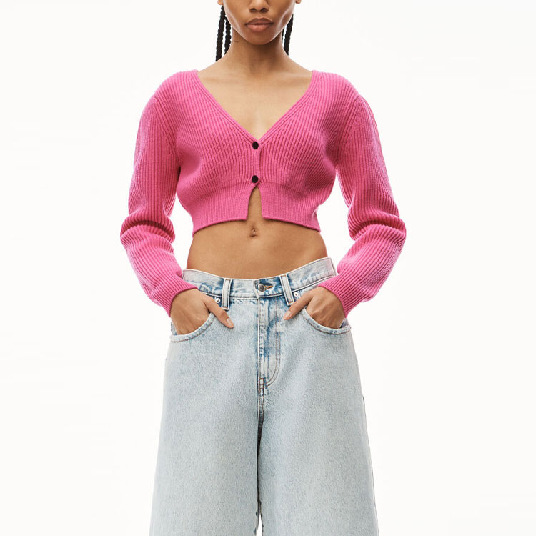 Shop (W) Alexander Wang SS22 粉色V領羊毛針織長袖開襟衫上衣 4KC3223011-679