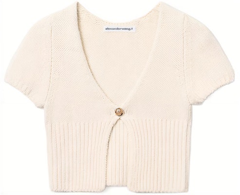 (W) 亚历山大王 SS22 修身罗纹V领棉质针织上衣柔白色 4KC2223017-104 Buy (W) 亚历山大王 SS22 修身罗纹V领棉质针织上衣柔白色 4KC2223017-104