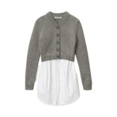 (Women) Alexander Wang SS22 Solid Color Wool Knit Cardigan Light Gray. 4KC3223024-056