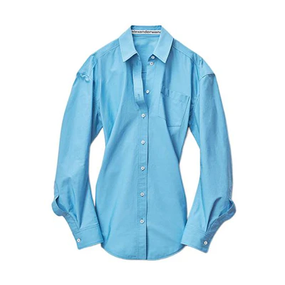 (Women) Alexander Wang SS22 Solid Long Sleeve Shirt Sky Blue 1WC1221552-437