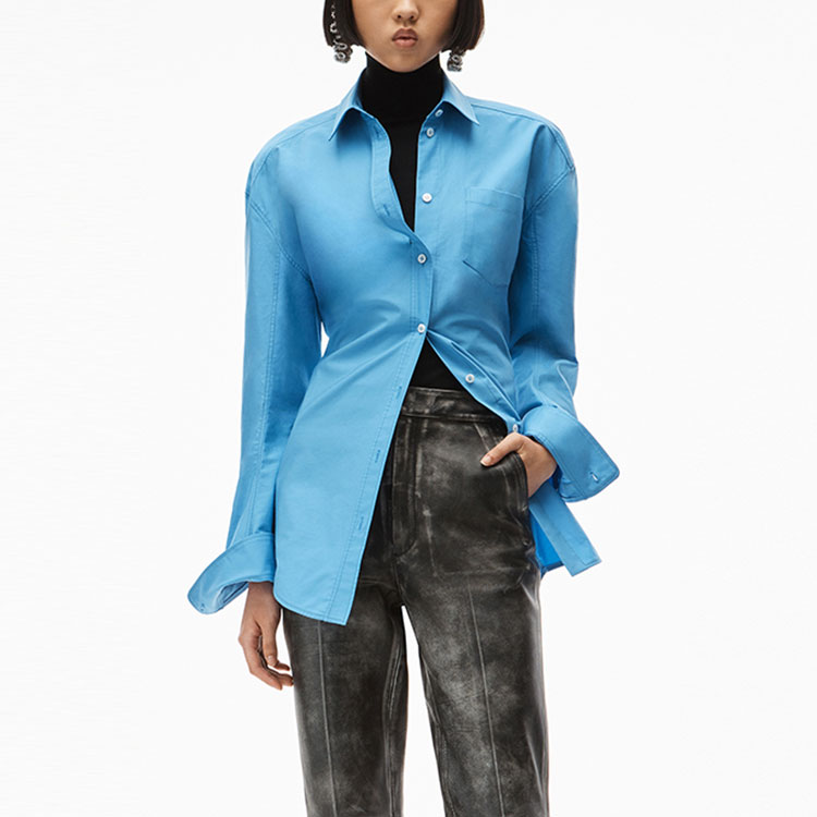 Purchase (Women) Alexander Wang SS22  Solid Long Sleeve Shirt Sky Blue 1WC1221552-437