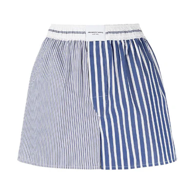(Women) Alexander Wang SS22 Striped Cotton Casual Shorts Blue 4WC3224344-412