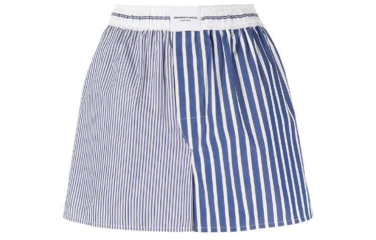 Order (W) アレキサンダー ワン SS22 ストライプ コットン カジュアル ショーツ ブルー 4WC3224344-412