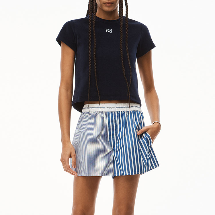 Purchase (W) Alexander Wang SS22 海軍藍短袖水晶天鵝絨Logo T恤 4CC3211253-409