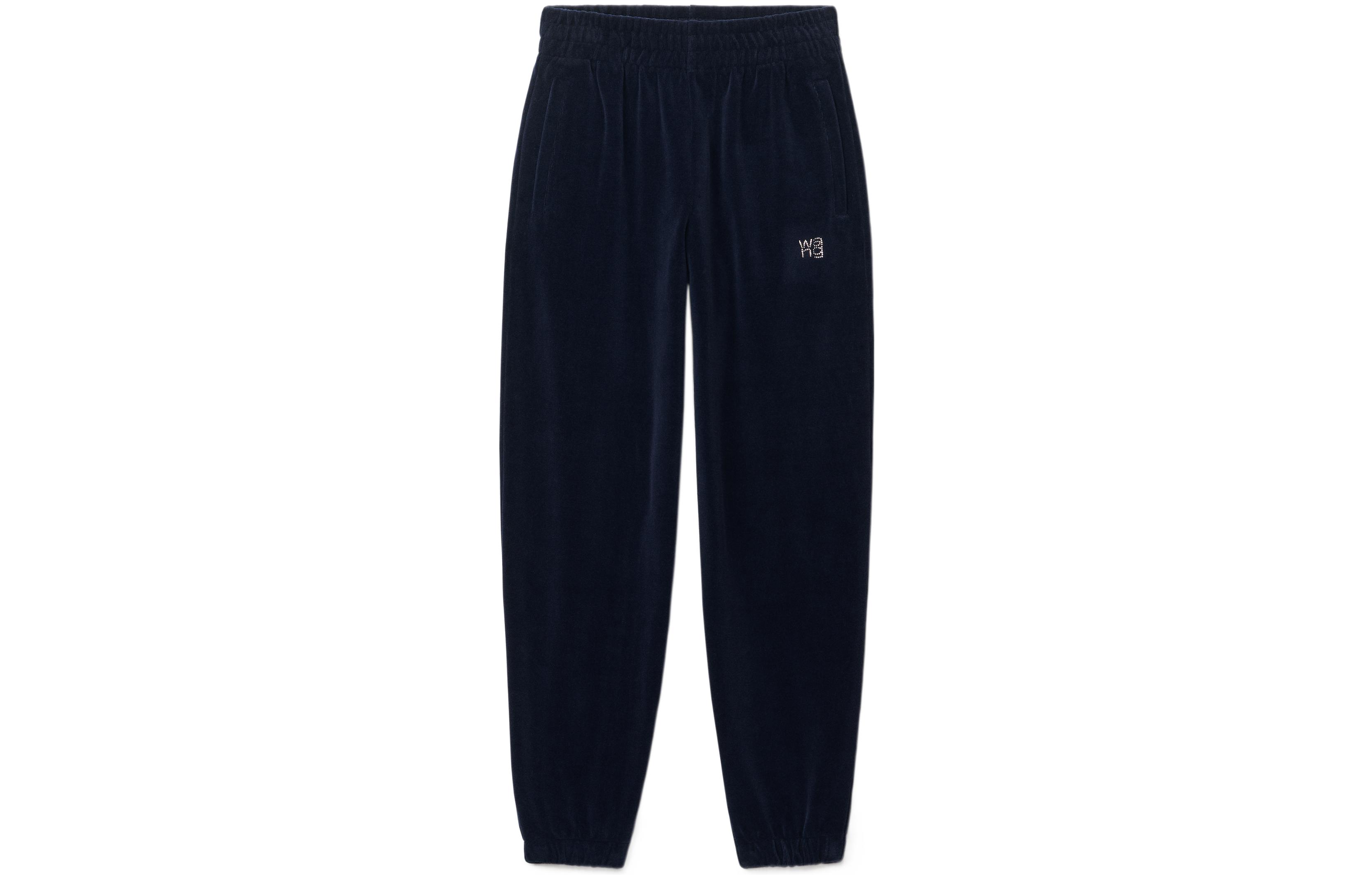 (Women) Alexander Wang SS22  Velvet Rhinestone Joggers Dark Blue 4CC3214111-409