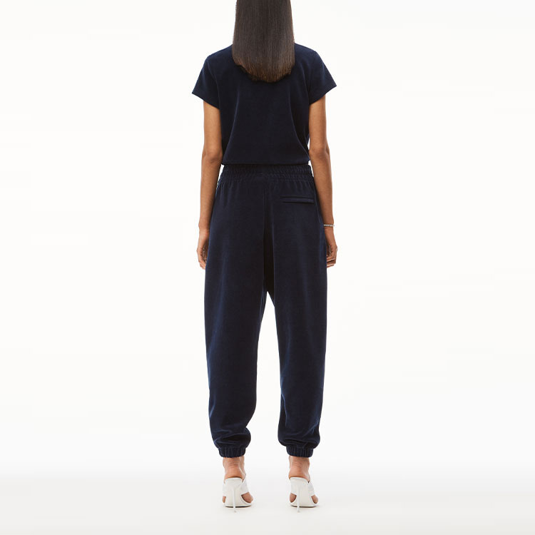 Shop (Women) Alexander Wang SS22  Velvet Rhinestone Joggers Dark Blue 4CC3214111-409
