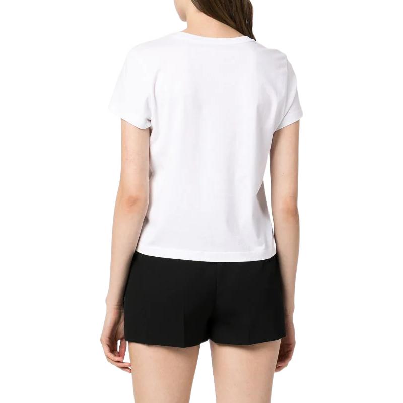 Shop (W) Alexander Wang SS22 Camiseta Blanca de Algodón Cuello Redondo Manga Corta 4CC3221358-100