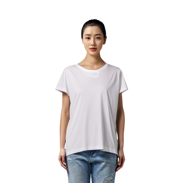 Details for (W) Alexander Wang SS22 Camiseta Blanca de Algodón Cuello Redondo Manga Corta 4CC3221358-100