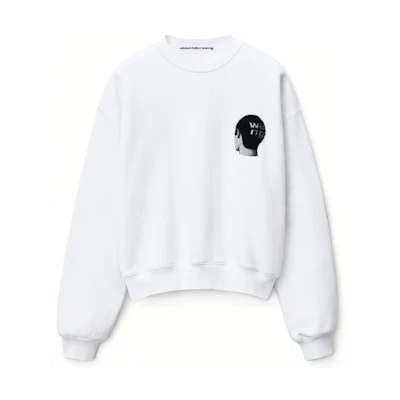 (Women) Alexander Wang SS22 White Graphic Crewneck Terry Cloth Sweatshirt UCC1221499-111