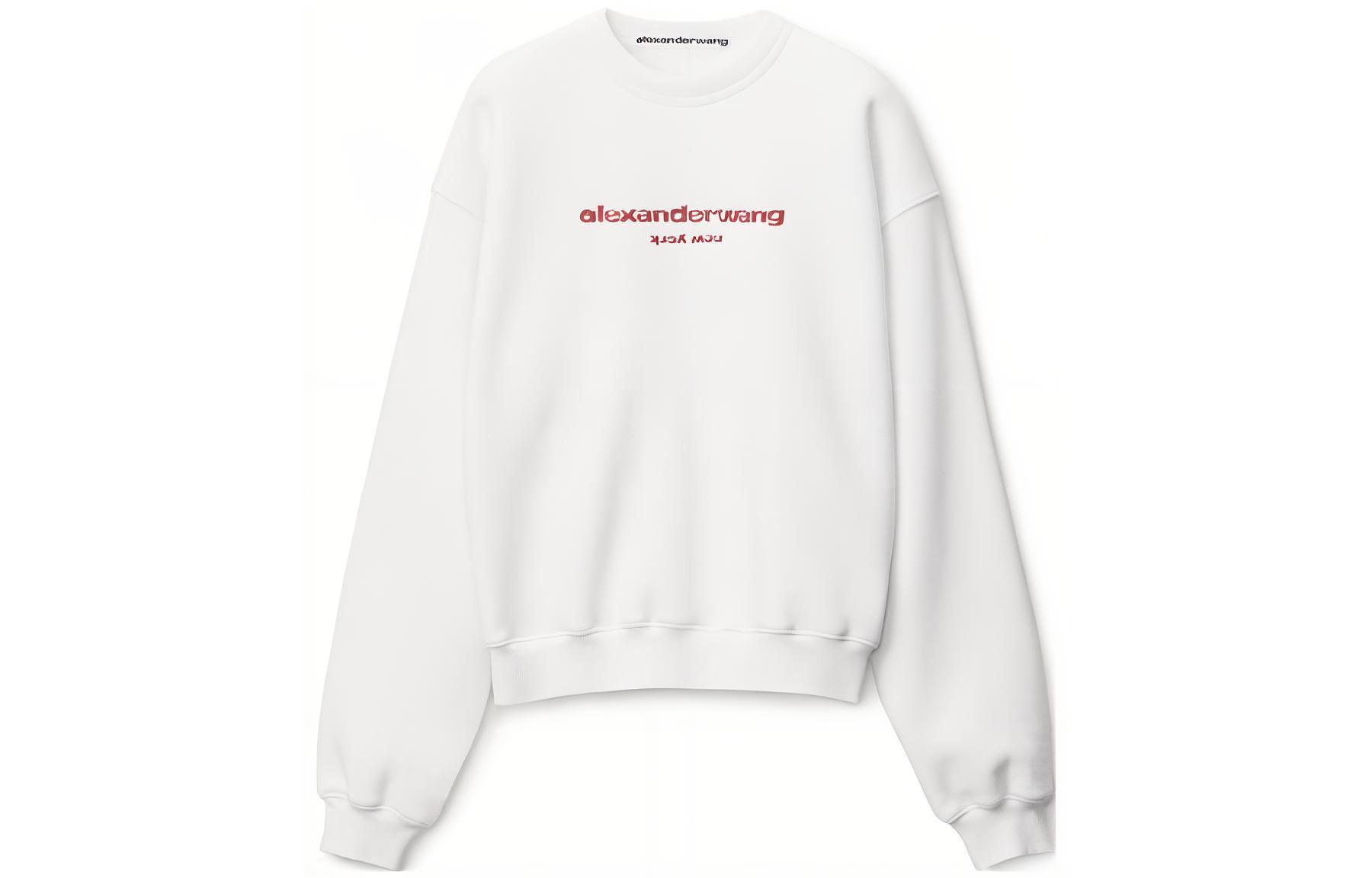 (Women) Alexander Wang SS22  White Logo Crewneck Long Sleeve Sweatshirt UCC3221536-100