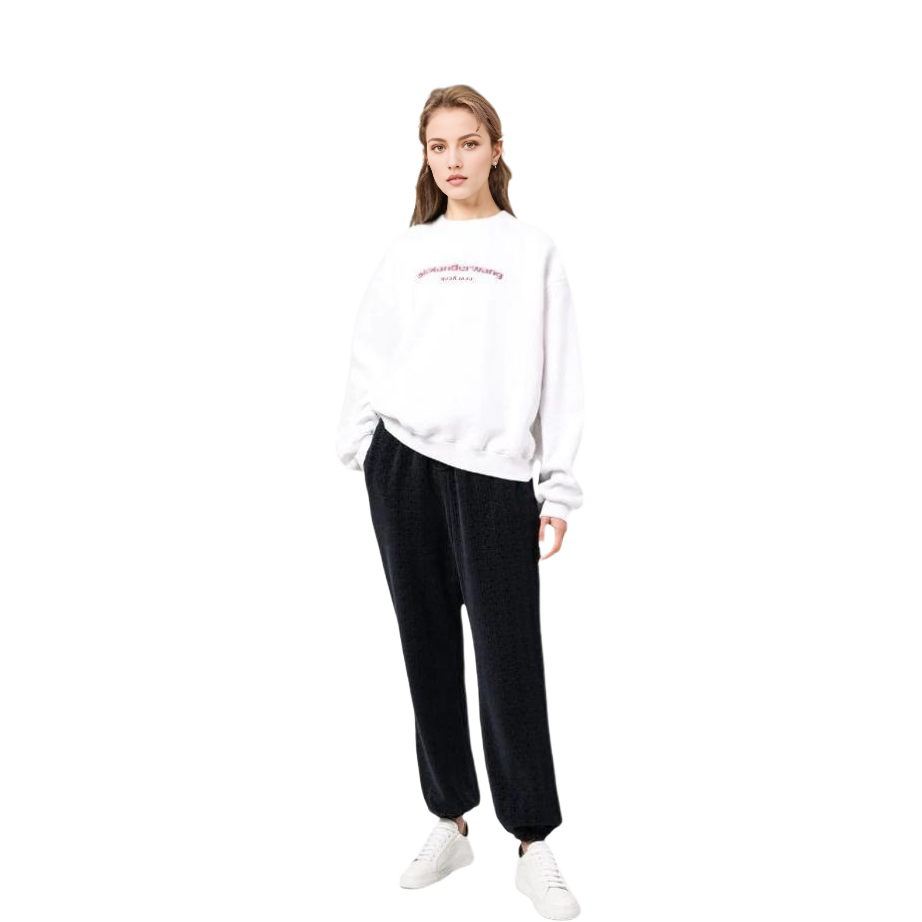 Lookbook (W) 알렉산더 왕 SS22 화이트 로고 크루넥 롱슬리브 스웻셔츠 UCC3221536-100