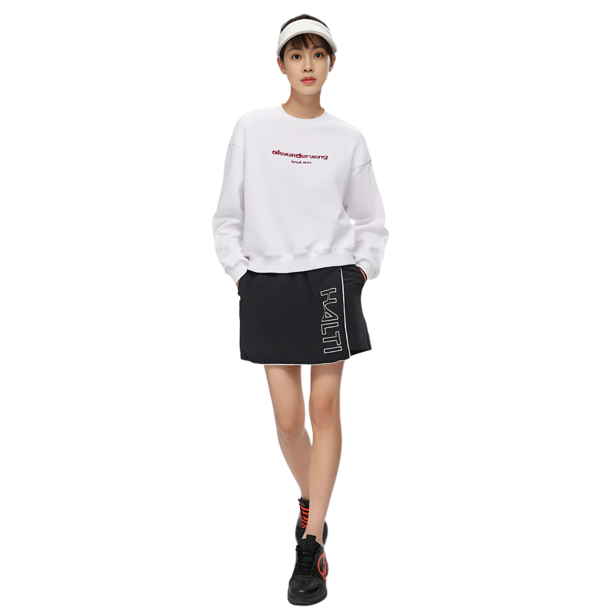 Shop (W) 알렉산더 왕 SS22 화이트 로고 크루넥 롱슬리브 스웻셔츠 UCC3221536-100
