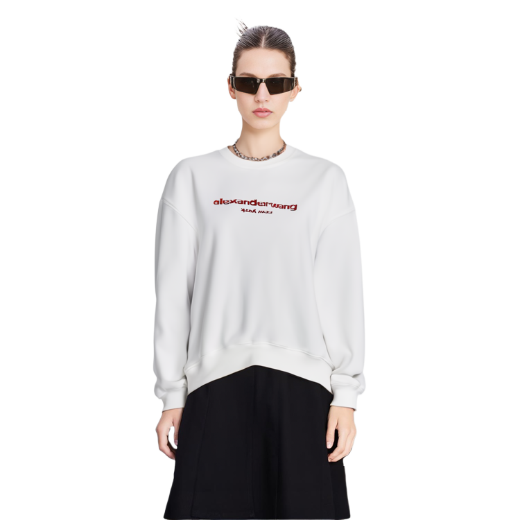 Purchase (W) 알렉산더 왕 SS22 화이트 로고 크루넥 롱슬리브 스웻셔츠 UCC3221536-100