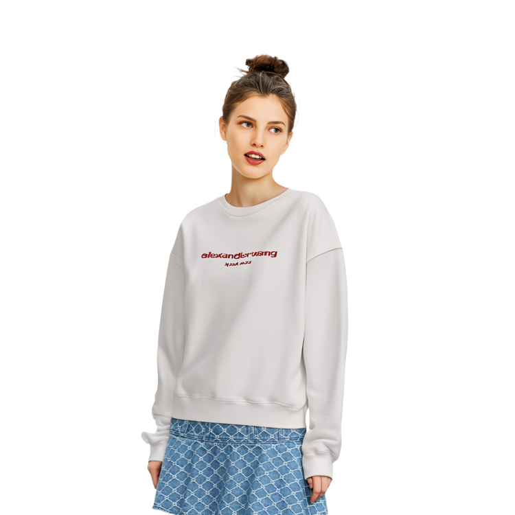 Sizing (W) 알렉산더 왕 SS22 화이트 로고 크루넥 롱슬리브 스웻셔츠 UCC3221536-100