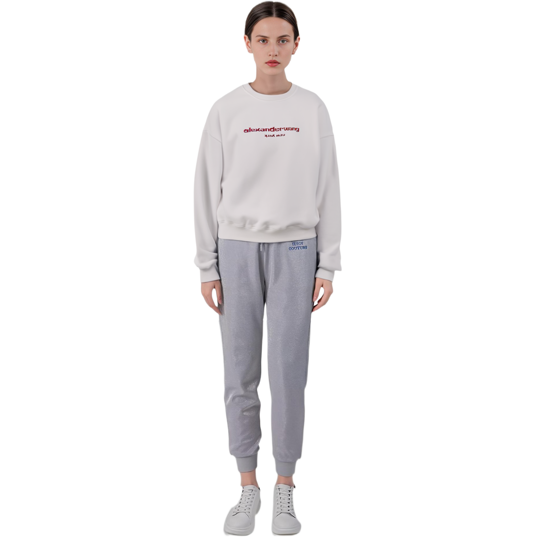 Cheap (W) 알렉산더 왕 SS22 화이트 로고 크루넥 롱슬리브 스웻셔츠 UCC3221536-100