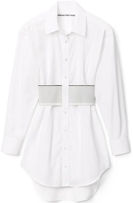 (W) Alexander Wang SS22 Baju Dress Putih Logo Elastik Lengan Panjang Wanita 1WC32-2649-2100 Order (W) Alexander Wang SS22 Baju Dress Putih Logo Elastik Lengan Panjang Wanita 1WC32-2649-2100