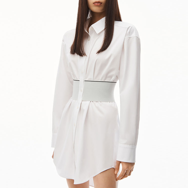 Purchase (W) Alexander Wang SS22 Baju Dress Putih Logo Elastik Lengan Panjang Wanita 1WC32-2649-2100