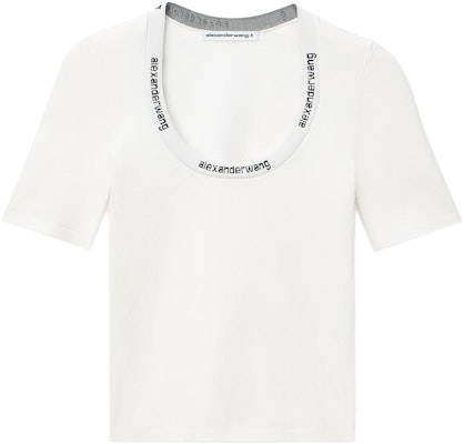 (W) Alexander Wang SS22 Camiseta Blanca de Punto Jacquard con Logo y Manga Corta 4KC4211057-104 Buy (W) Alexander Wang SS22 Camiseta Blanca de Punto Jacquard con Logo y Manga Corta 4KC4211057-104