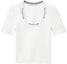 Order (W) Alexander Wang SS22 Camiseta Blanca de Punto Jacquard con Logo y Manga Corta 4KC4211057-104