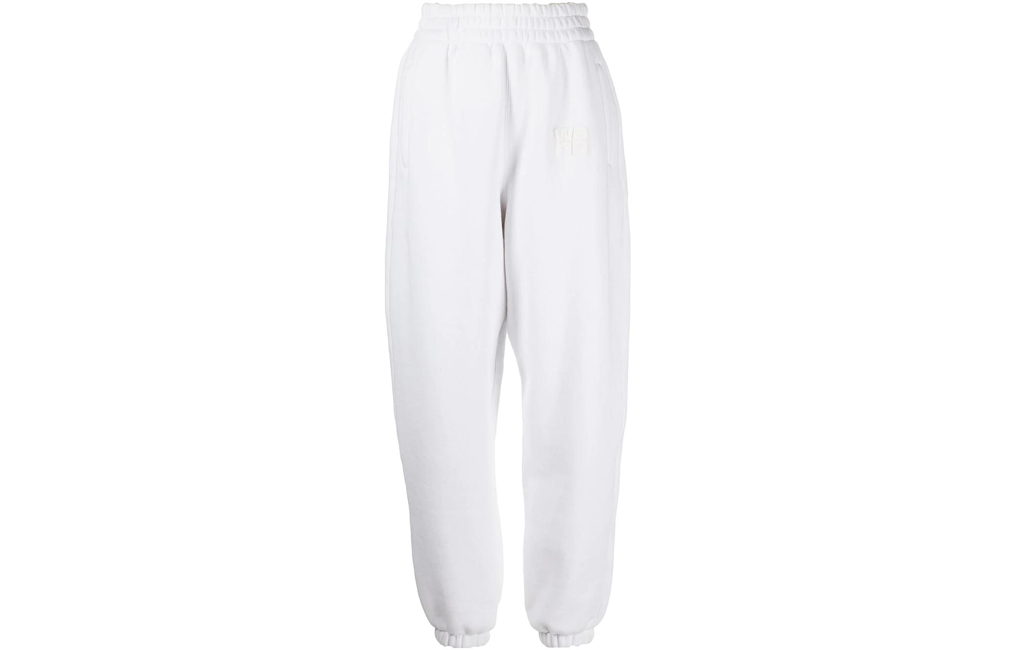 (Women) Alexander Wang SS22  White Logo Print Elastic Jogger Sweatpants. 4CC3224348-100