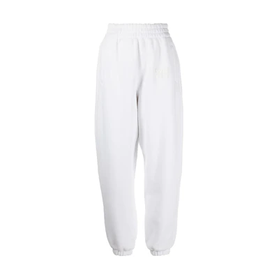 (Women) Alexander Wang SS22 White Logo Print Elastic Jogger Sweatpants. 4CC3224348-100