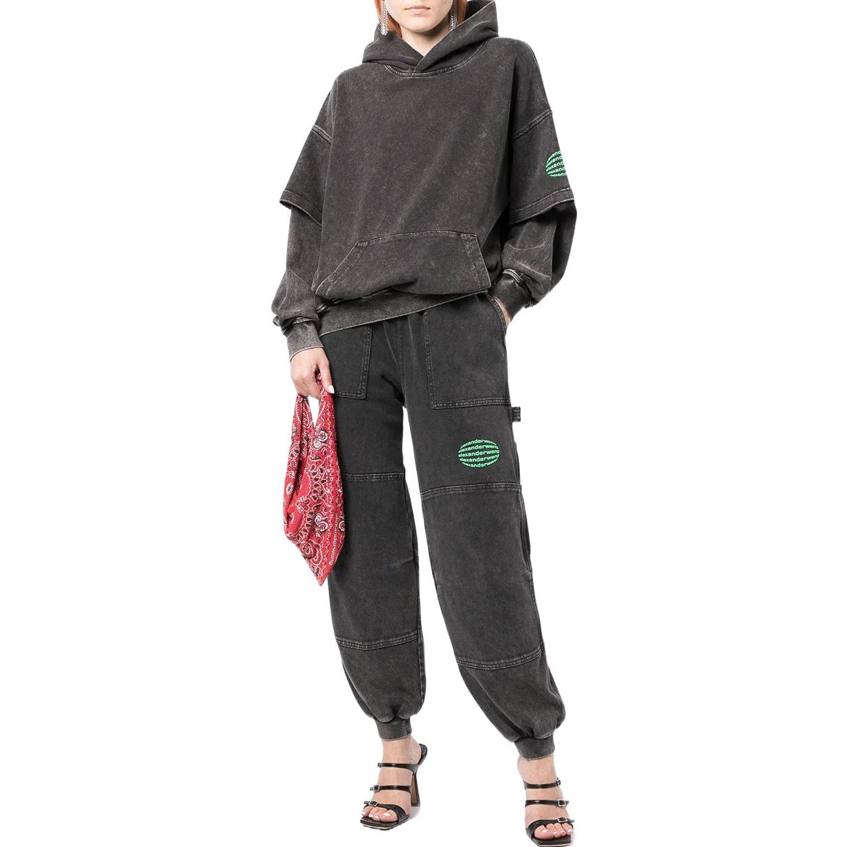 Lookbook (W) Alexander Wang SS22 酸洗錐形工裝慢跑牛仔褲 黑色 UCC1224030-737