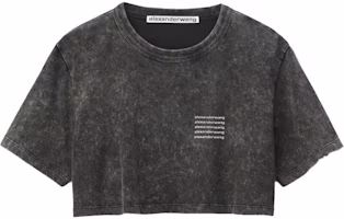 Order (Women) Alexander Wang SS22 Acid Wash Crop Logo Cotton Tee Women Grey. 1CC1201327-007