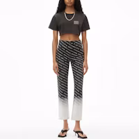 Lookbook (Women) Alexander Wang SS22 Acid Wash Crop Logo Cotton Tee Women Grey. 1CC1201327-007