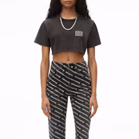 Purchase (Women) Alexander Wang SS22 Acid Wash Crop Logo Cotton Tee Women Grey. 1CC1201327-007