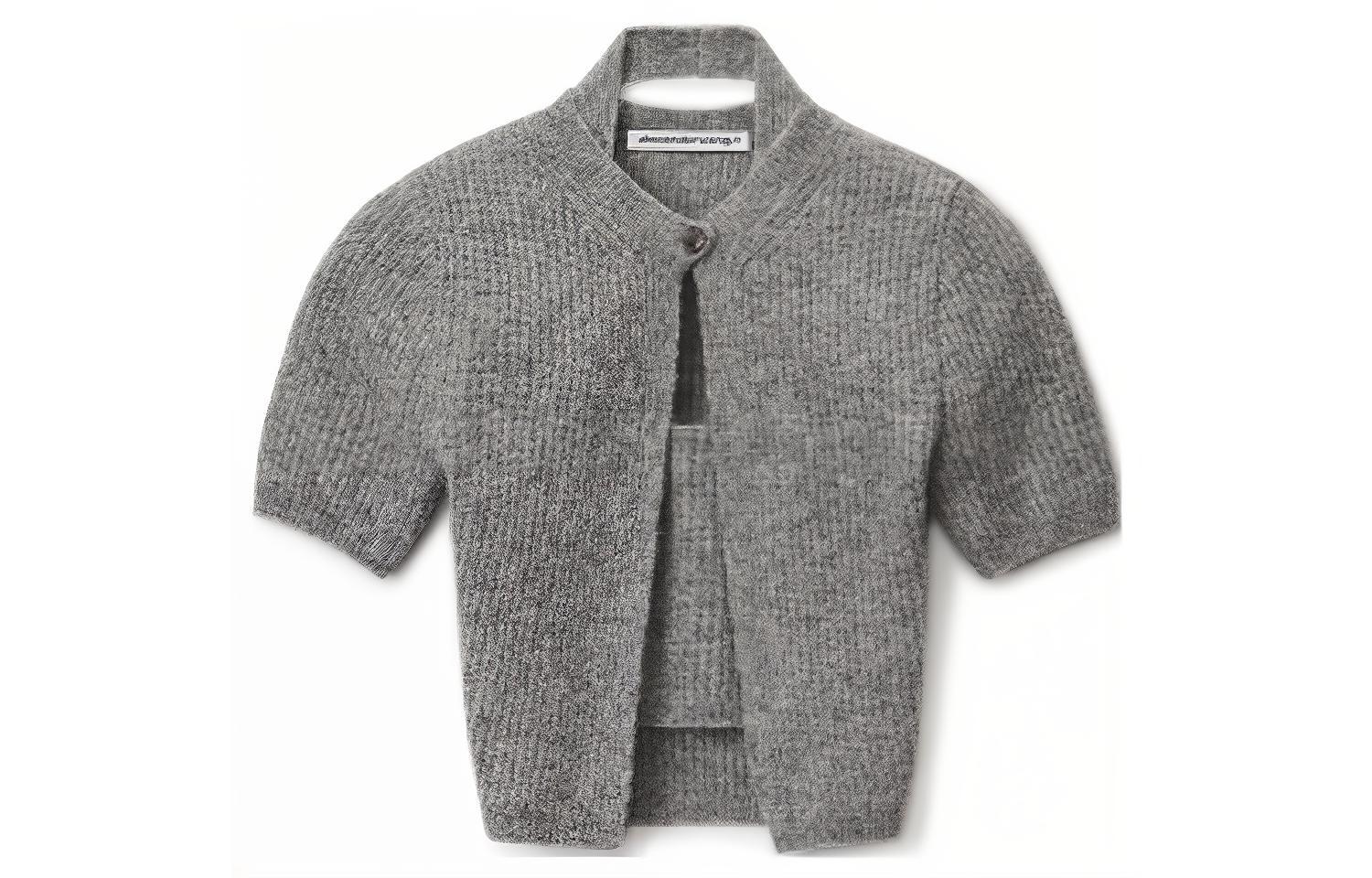 (Women) Alexander Wang SS22 Alpaca Cardigan & Short Sleeve T-Shirt Set Grey 4KC3221022-030