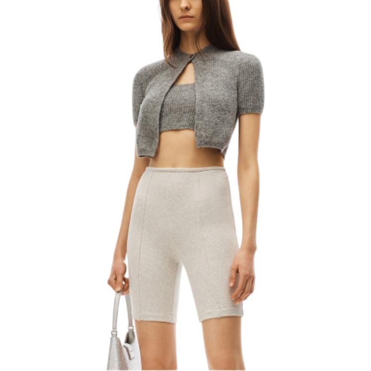 Lookbook (Women) Alexander Wang SS22 Alpaca Cardigan & Short Sleeve T-Shirt Set Grey 4KC3221022-030
