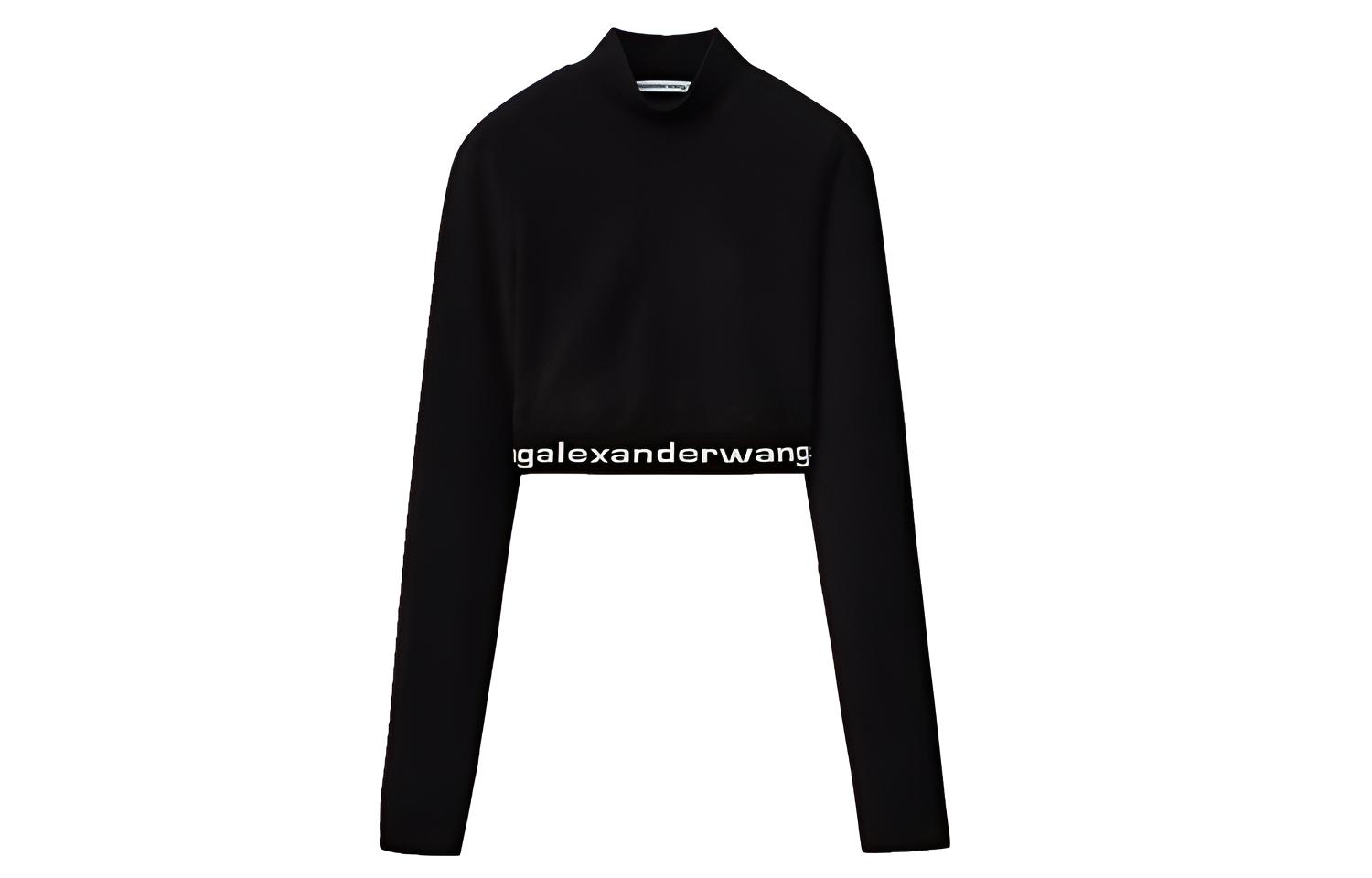 (Women) Alexander Wang SS22 Black Corduroy High Neck Knit Sweater 4CC2201130-001