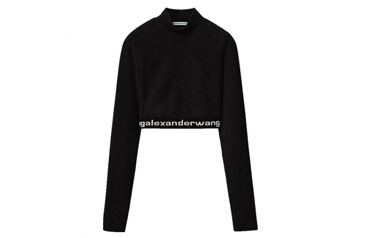 Order (W) Alexander Wang SS22 Sweater Rajut Leher Tinggi Corduroy Hitam 4CC2201130-001