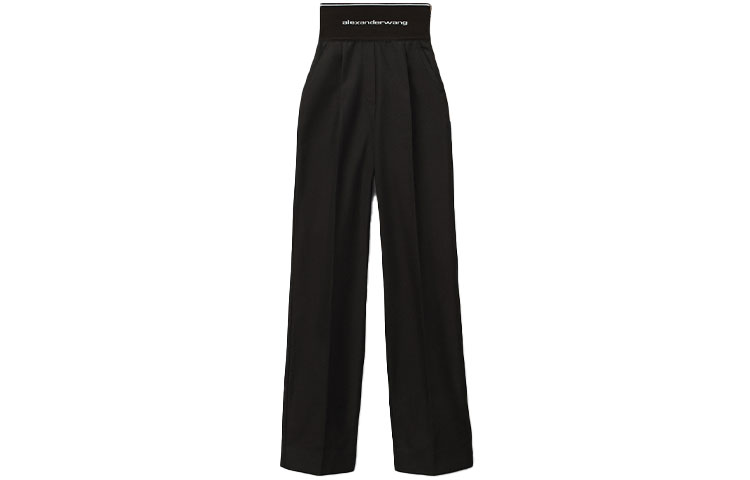 (Women) Alexander Wang SS22 Black Logo Belt Wide-Leg Casual Pants. 1WC1224426-001