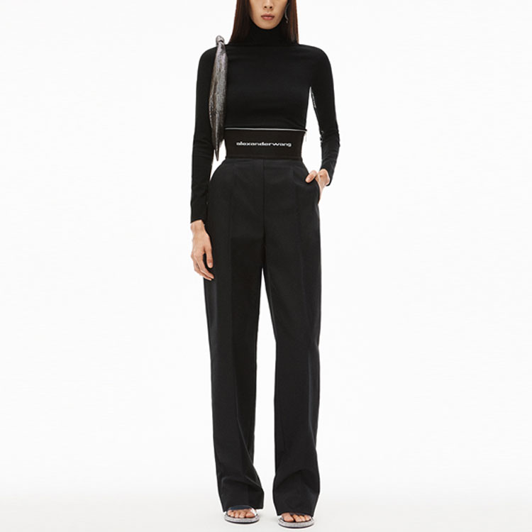 Lookbook (W) Pantalones Casuales Pierna Ancha Negro Logo Alexander Wang SS22. 1WC1224426-001