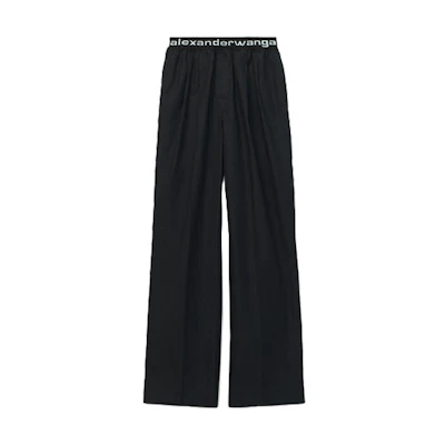 (Women) Alexander Wang SS22 Black Logo Elastic Waist Stretch Pants. 4WC1224129-001