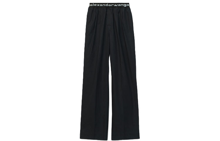 Order (W) Alexander Wang SS22 Pantalones Negros Elásticos con Logo en la Cintura. 4WC1224129-001