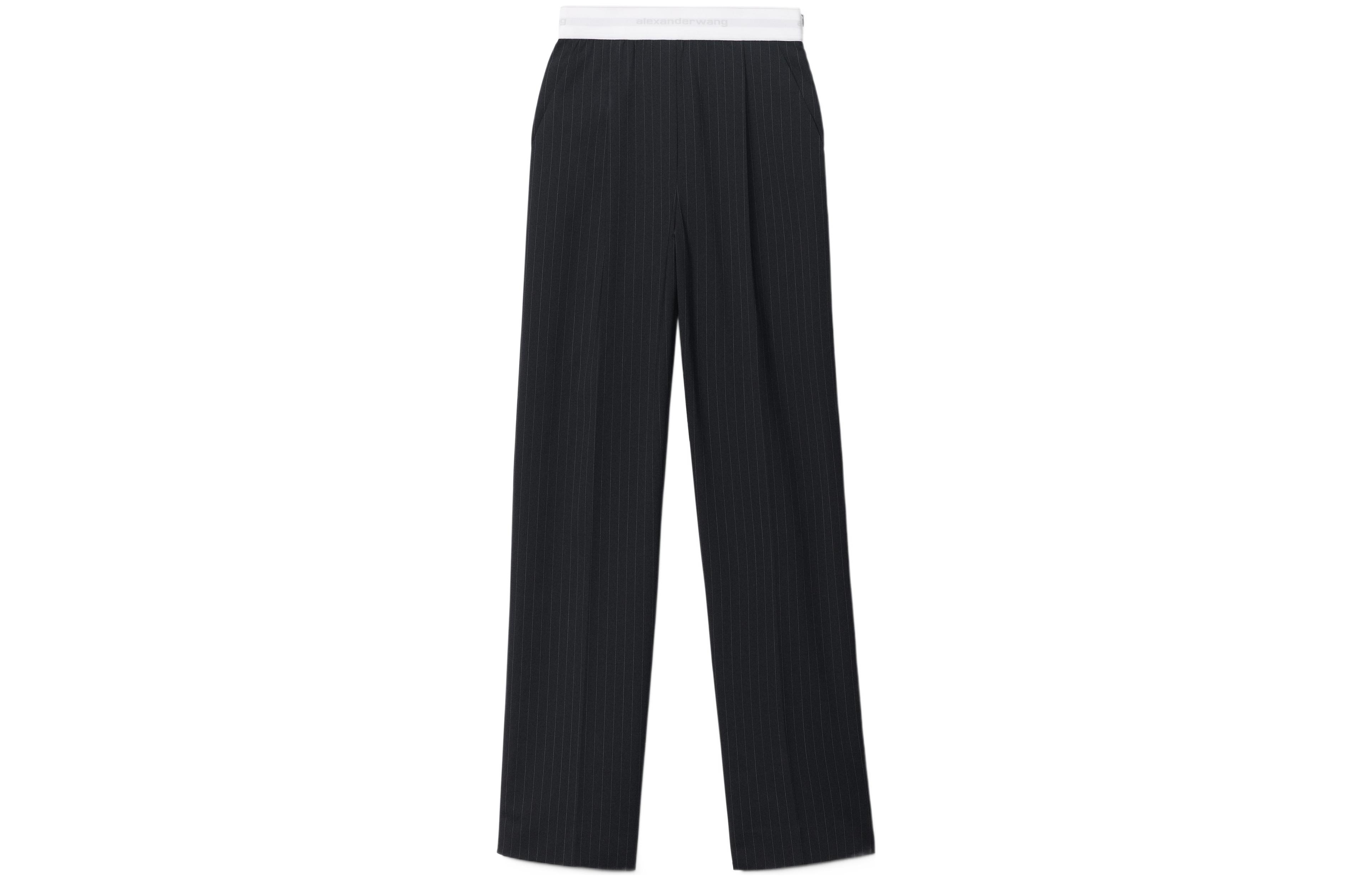 (Women) Alexander Wang SS22 Black Logo Striped Casual Wide-Leg Pants 1WC3224493-412