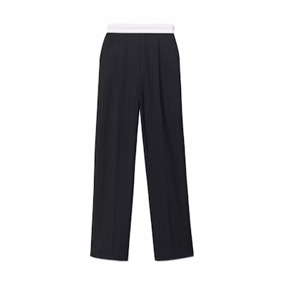 (Women) Alexander Wang SS22 Black Logo Striped Casual Wide-Leg Pants 1WC3224493-412