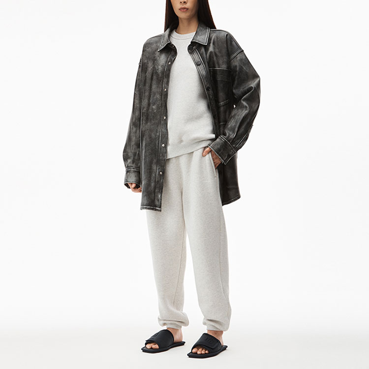 (Women) Alexander Wang SS22 Black Retro Leather Long Sleeve Shirt Jacket 1WC1223176-001 圖 3
