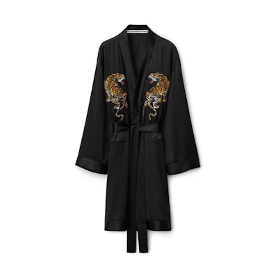 (Women) Alexander Wang SS22 Black Silk Tiger Embroidered Jacket 1WC1221581-001