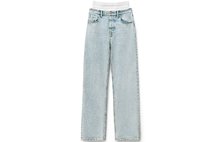 (Women) Alexander Wang SS22 Contrast Waist Denim Pants Pebble Bleach Casual Style 4DC1224069-270