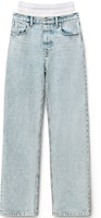 (Women) Alexander Wang SS22 Contrast Waist Denim Pants Pebble Bleach Casual Style 4DC1224069-270 (Women) Alexander Wang SS22 Contrast Waist Denim Pants Pebble Bleach Casual Style 4DC1224069-270
