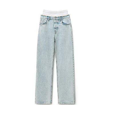 (Women) Alexander Wang SS22 Contrast Waist Denim Pants Pebble Bleach Casual Style 4DC1224069-270