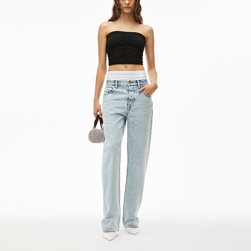Lookbook (W) Alexander Wang SS22 Pantalones Denim Cintura Contraste Pebble Bleach Estilo Casual 4DC1224069-270